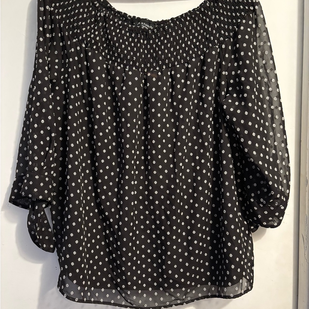 Black Polka Dot Women's Top